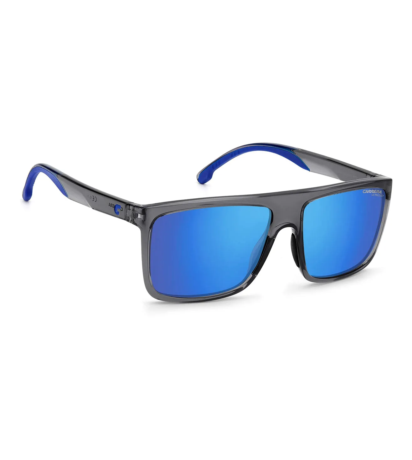 Carrera Men's Grey with Blue mirror effect Rectangular Sunglass