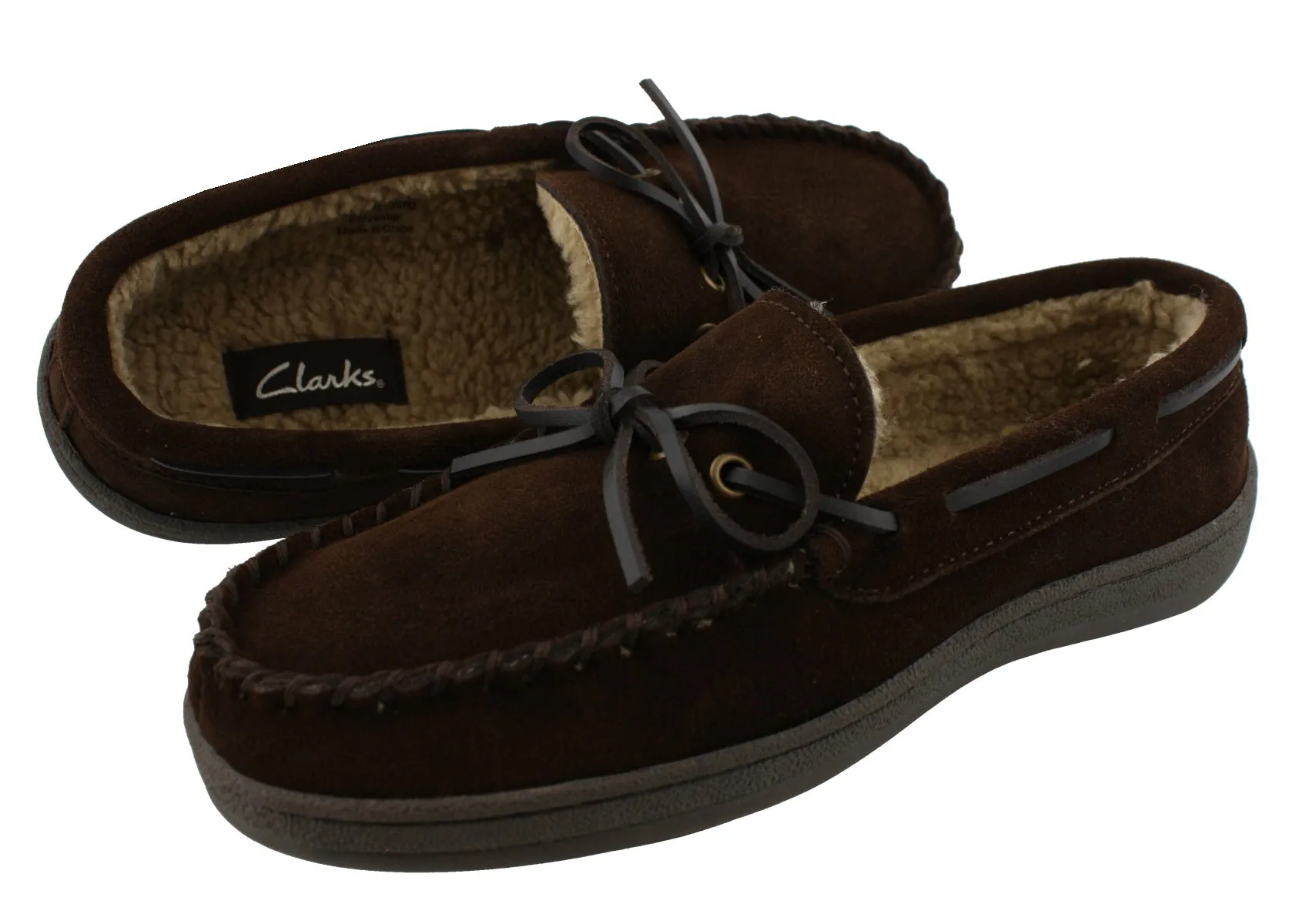 Clarks Men Warm Cozy Slip On Moccasin Winter Slippers Rudy