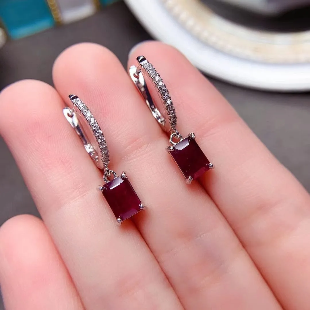 Classy Gorgeous Ruby Earrings - 925 Sterling Silver