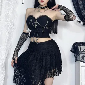 Dark Style Gothic Chain Tube Top Sexy Wrapped Chest Crop Top