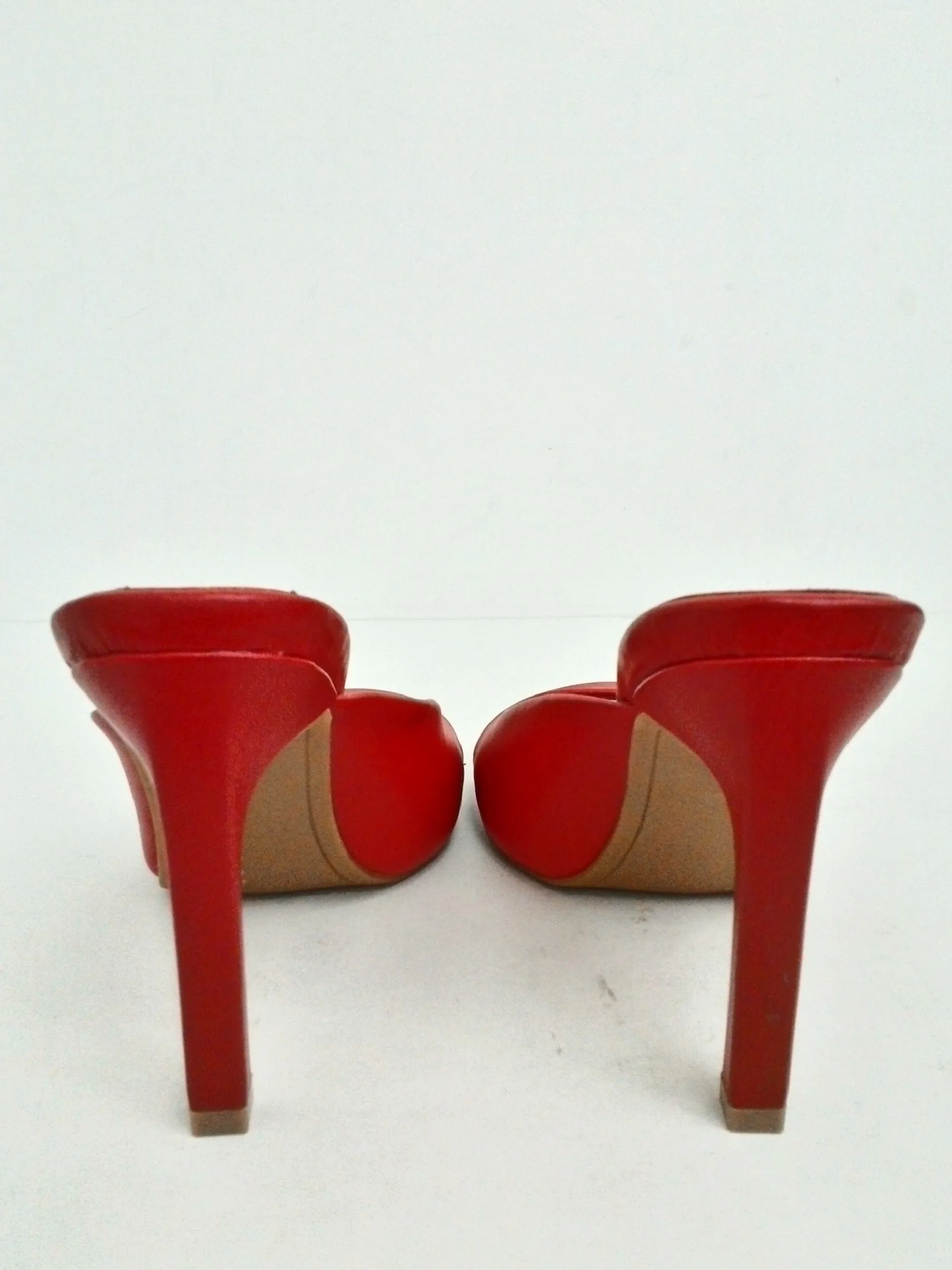 DKNY Women's Red Leather Heeled Sandals Size 6 M