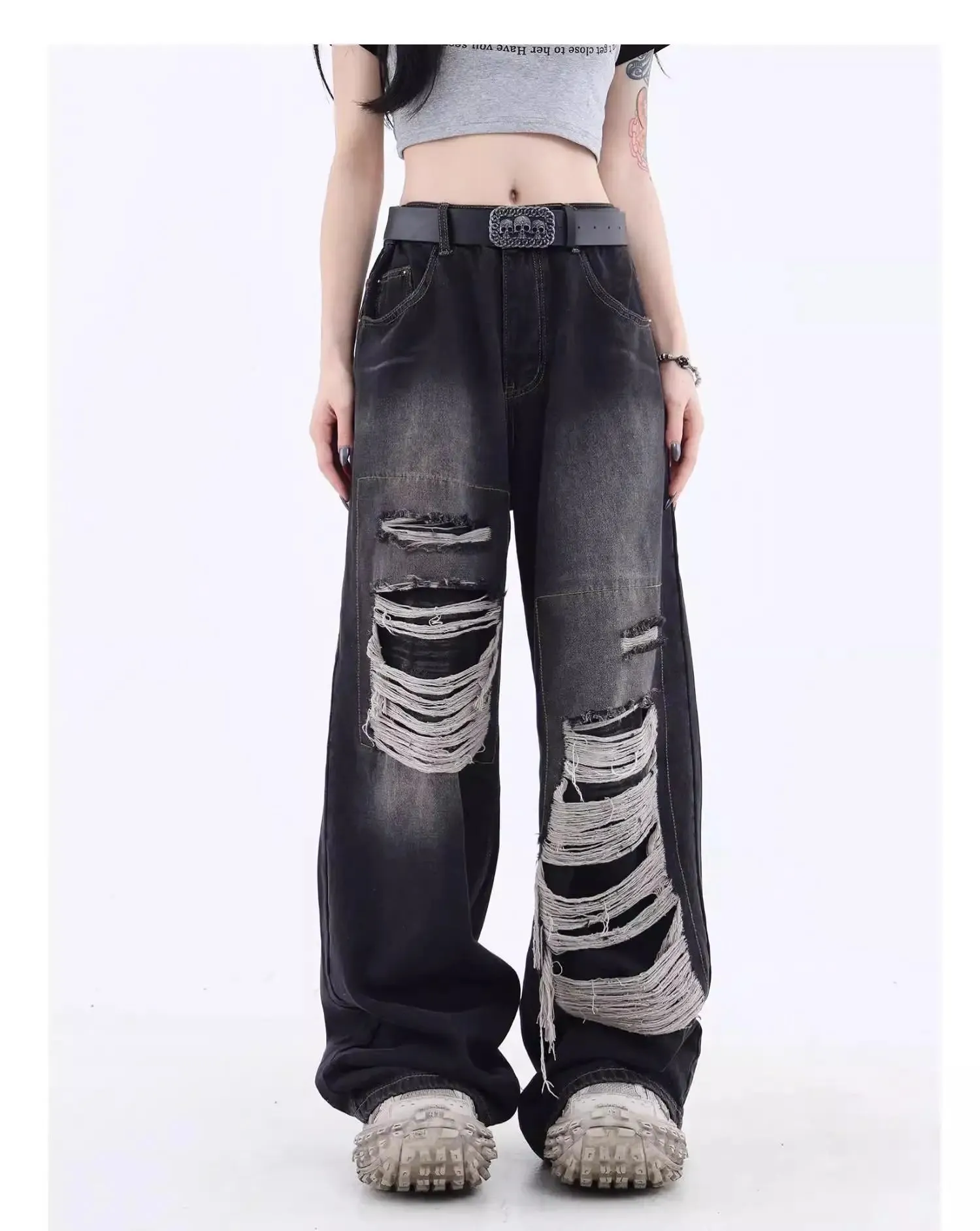 DressBetty - 2024 Loose Casual Trend Streetwear Women's Denim Pants Jeans