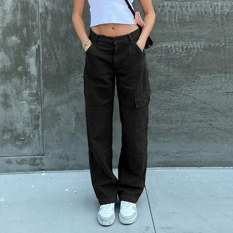 DressBetty - Y2K Jeans Low Rise Trousers Blue Vintage Gothic Print Baggy Casual Wide Leg Denim Aesthetic