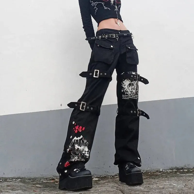 E-girl Black Cargo Halloween Pants