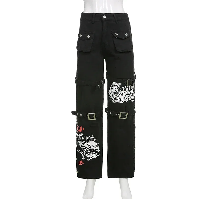 E-girl Black Cargo Halloween Pants