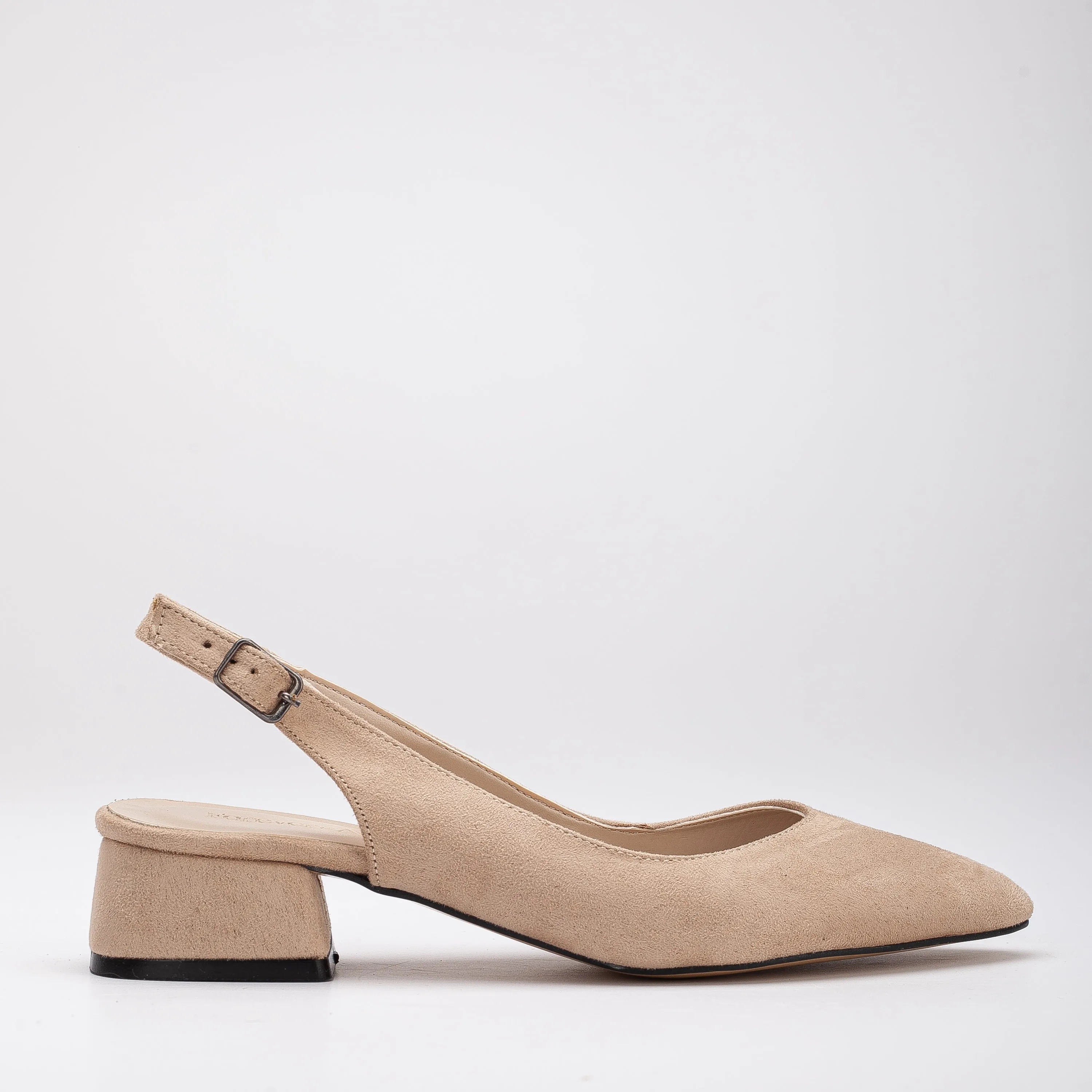 Emma - Beige Suede Slingback Shoes