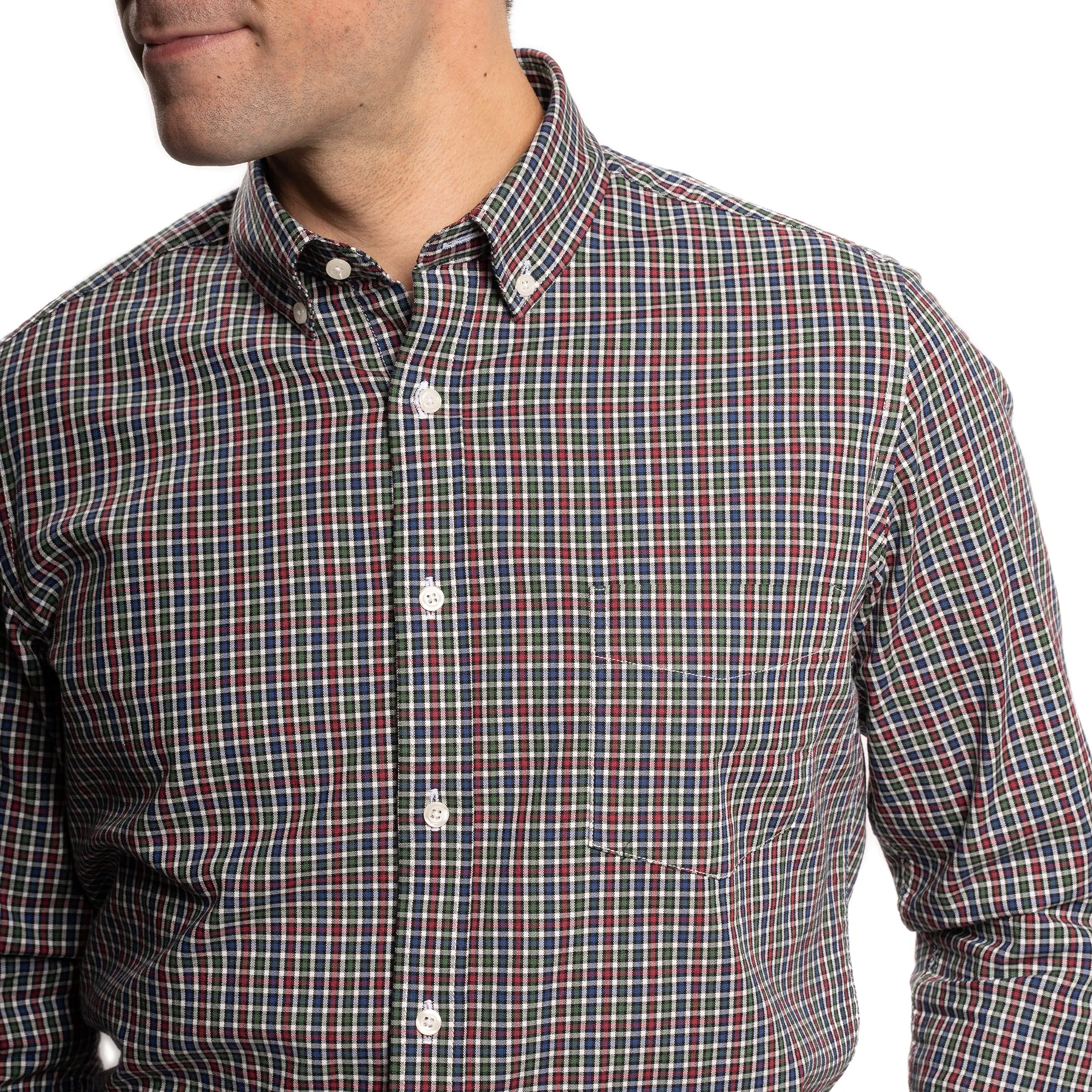 Everyday Stretch Oxford Standard Fit -  Blue Green Red Check