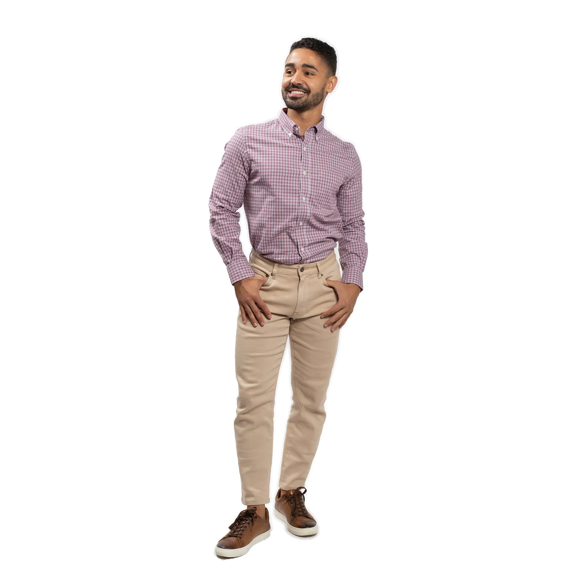 Everyday Stretch Oxford Standard Fit -  Red White Tattersall