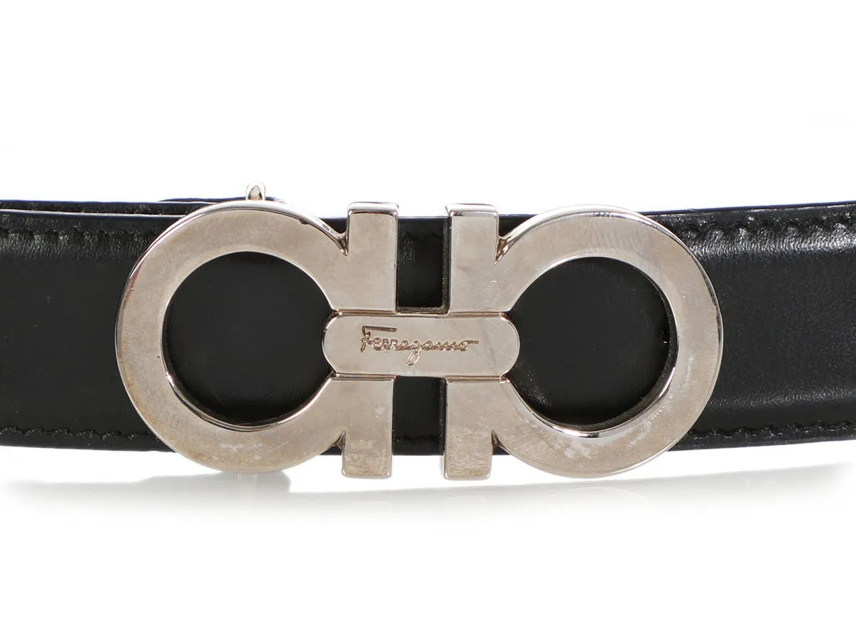 Ferragamo Narrow Black Leather Belt