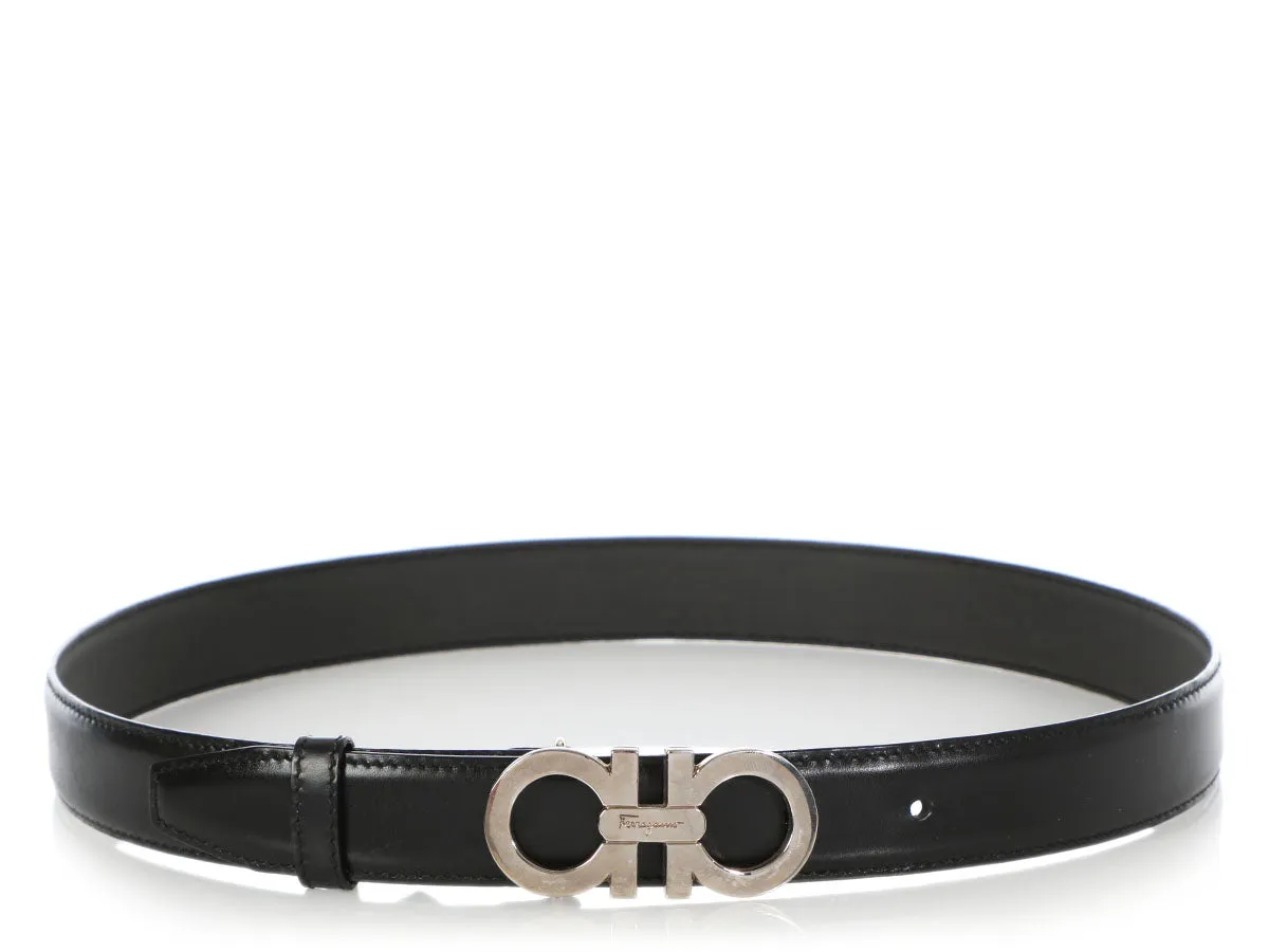 Ferragamo Narrow Black Leather Belt