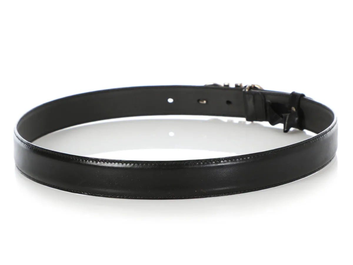 Ferragamo Narrow Black Leather Belt