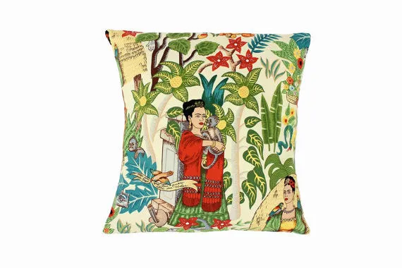 Frida Art Mexican Novelty Pillow Cover 18X18 Upholstery Oxford Fabric