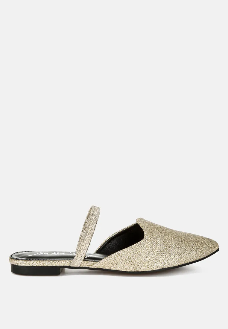 Glitter Faux Leather Flat Mules by RUW