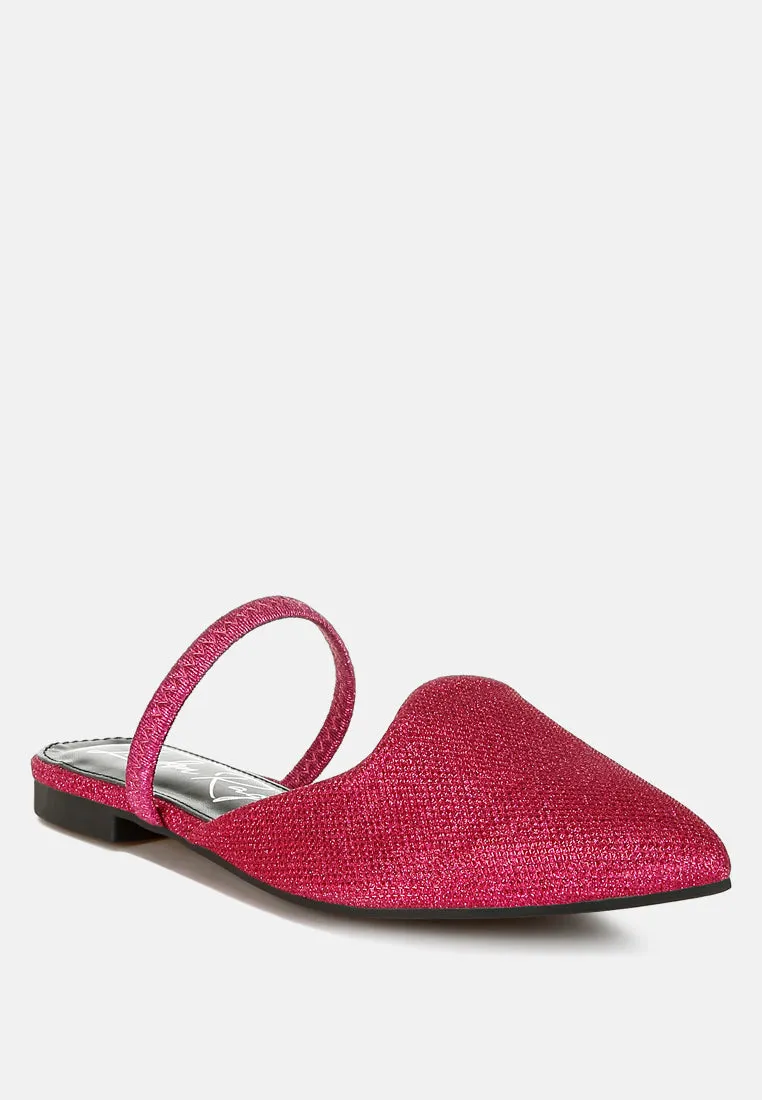 Glitter Faux Leather Flat Mules by RUW