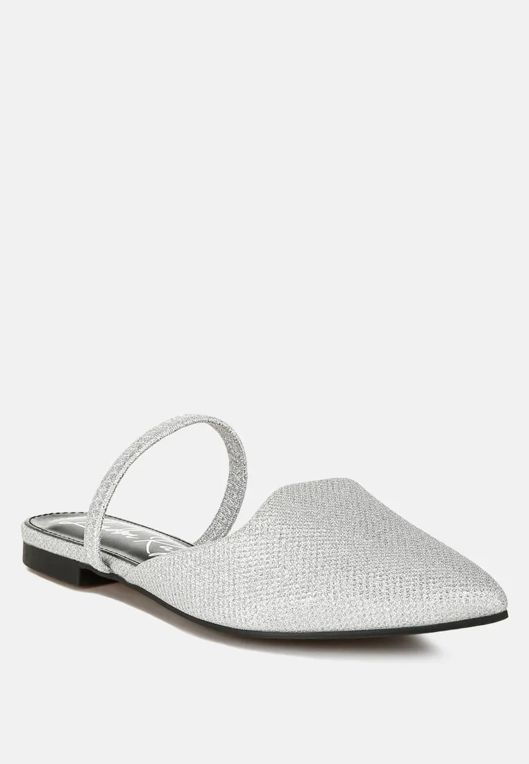 Glitter Faux Leather Flat Mules by RUW