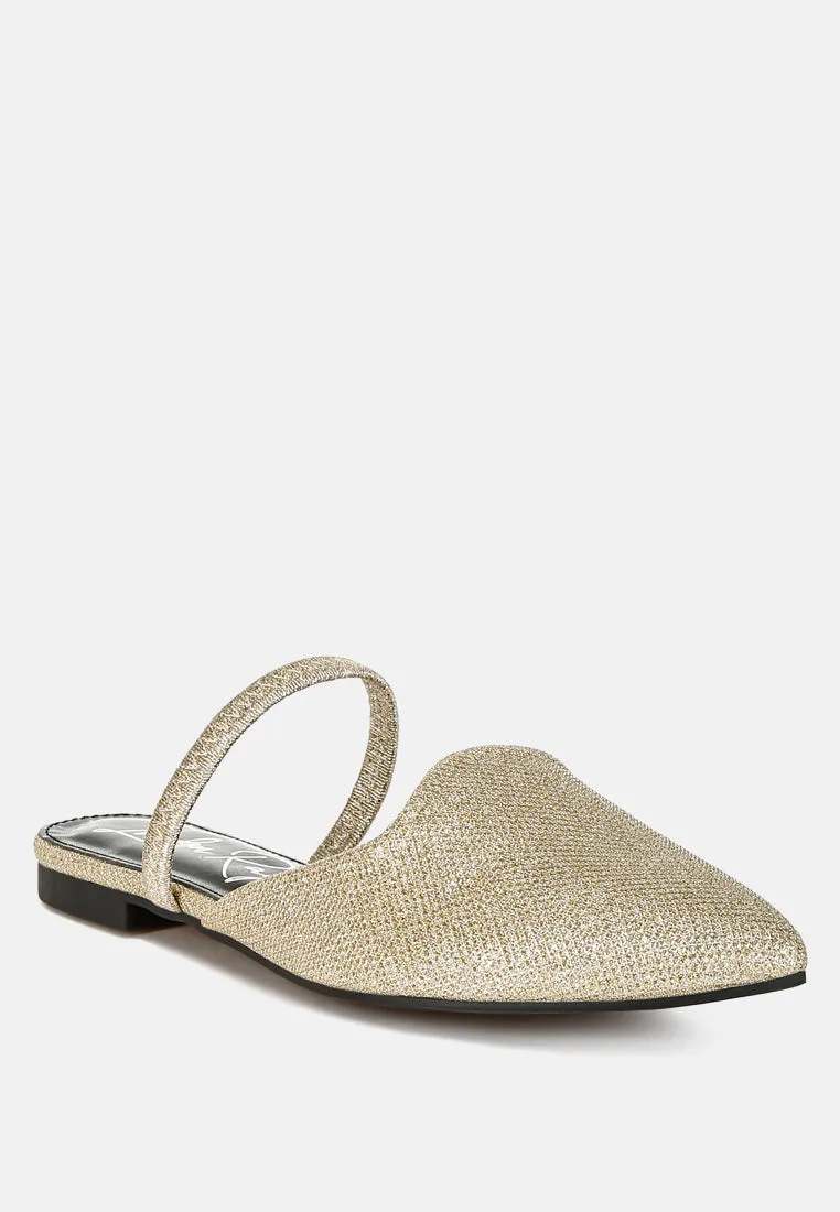 Glitter Faux Leather Flat Mules by RUW