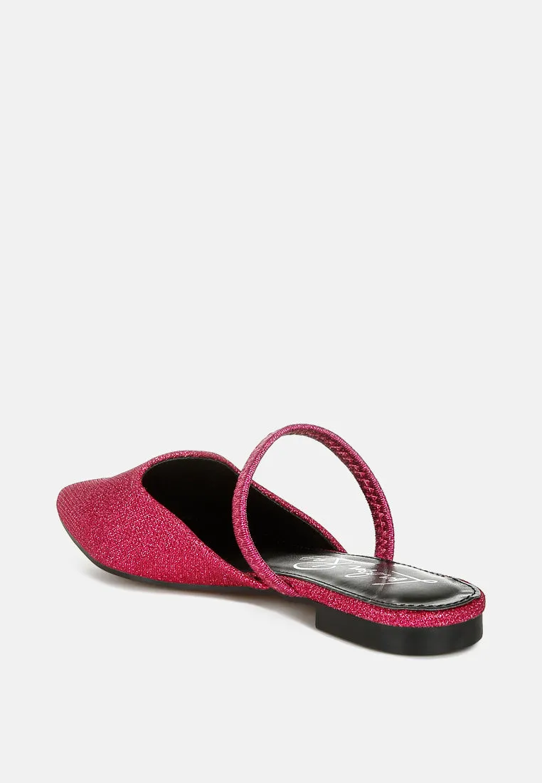 Glitter Faux Leather Flat Mules by RUW