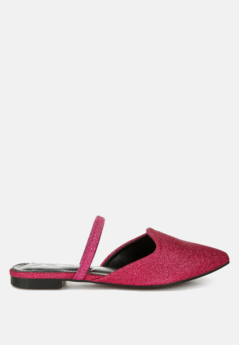 Glitter Faux Leather Flat Mules by RUW