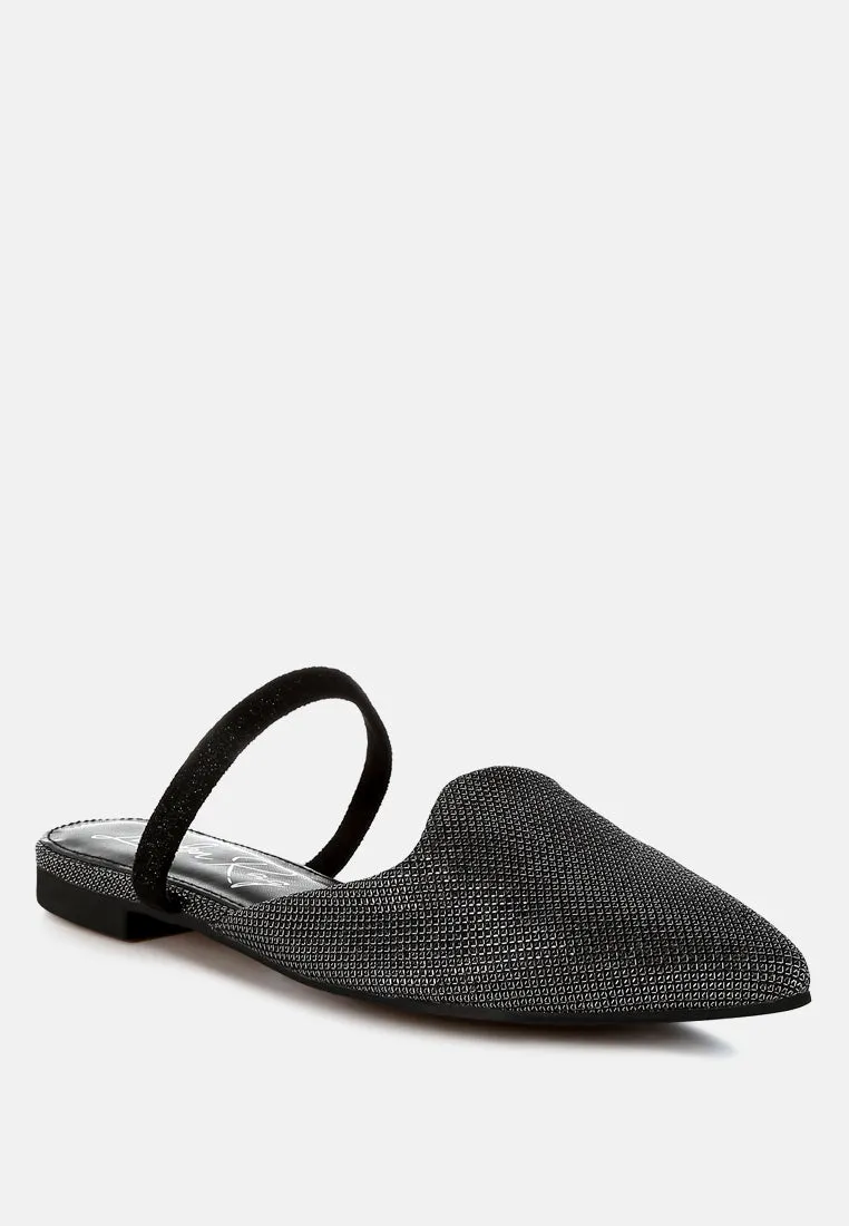 Glitter Faux Leather Flat Mules by RUW