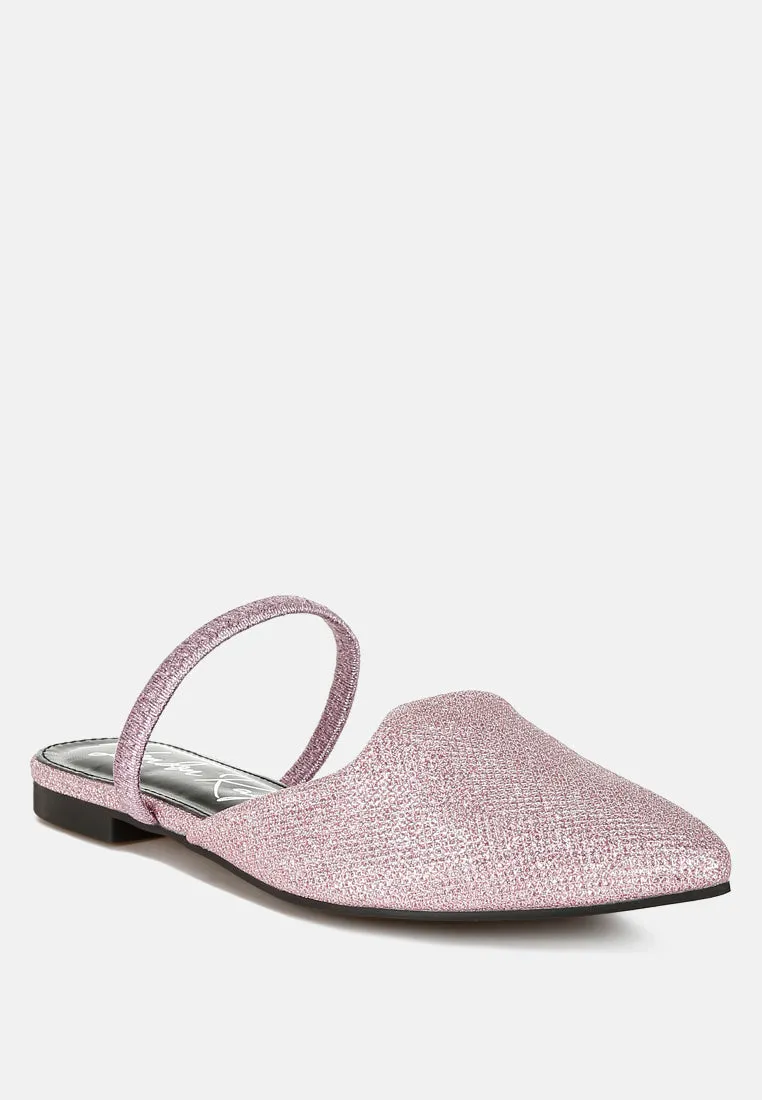 Glitter Faux Leather Flat Mules by RUW