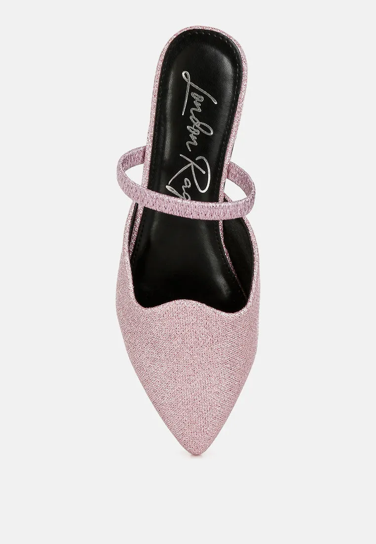 Glitter Faux Leather Flat Mules by RUW