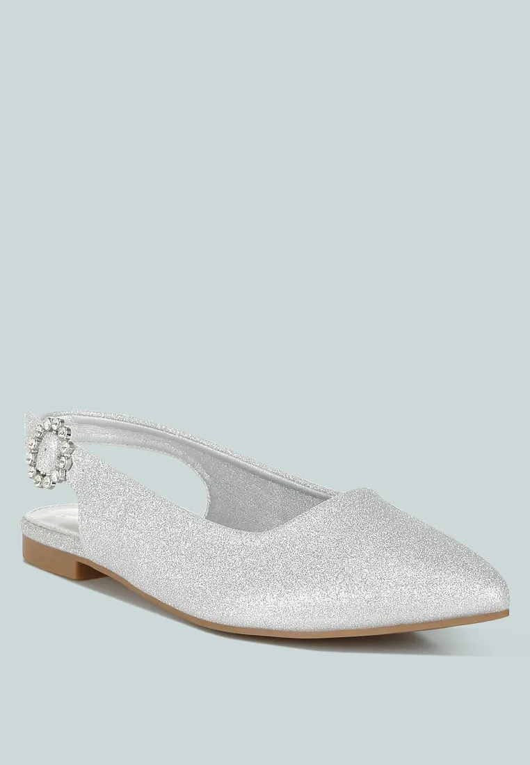 Glitter Slingback Flat Sandals by RUW