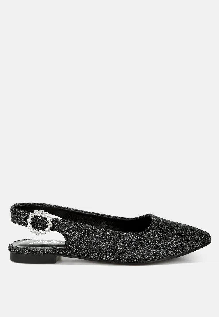 Glitter Slingback Flat Sandals by RUW