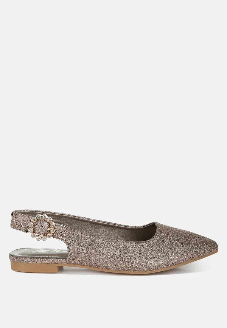 Glitter Slingback Flat Sandals by RUW