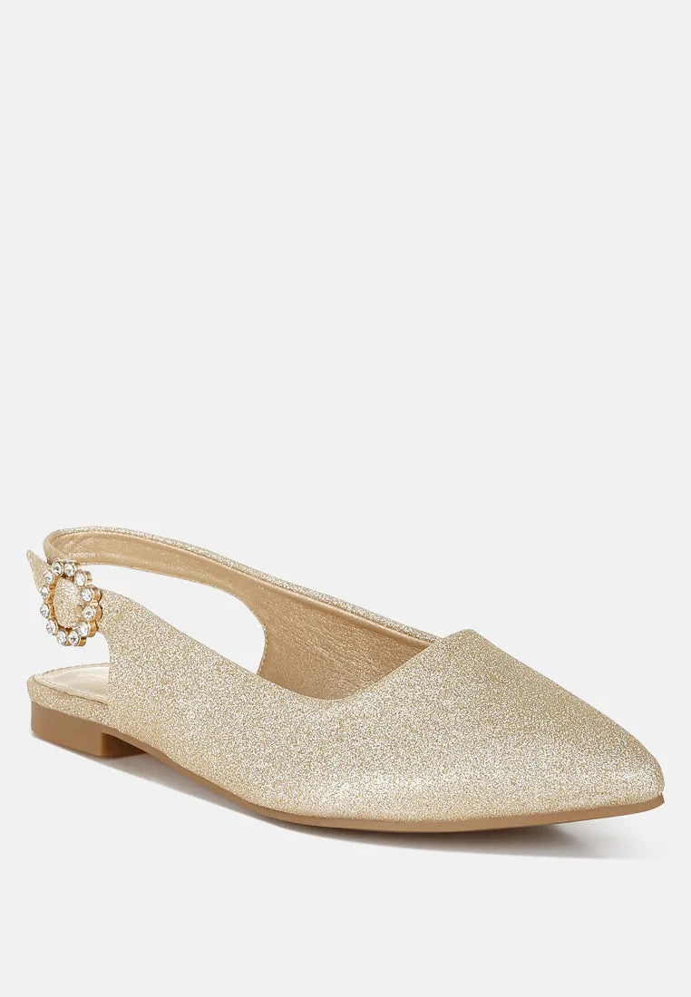 Glitter Slingback Flat Sandals by RUW