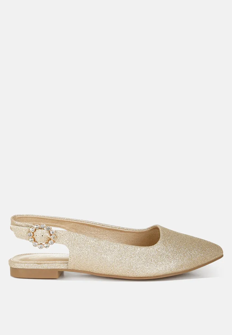 Glitter Slingback Flat Sandals by RUW