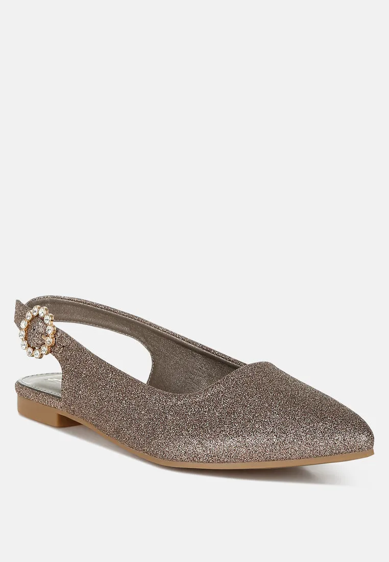 Glitter Slingback Flat Sandals by RUW