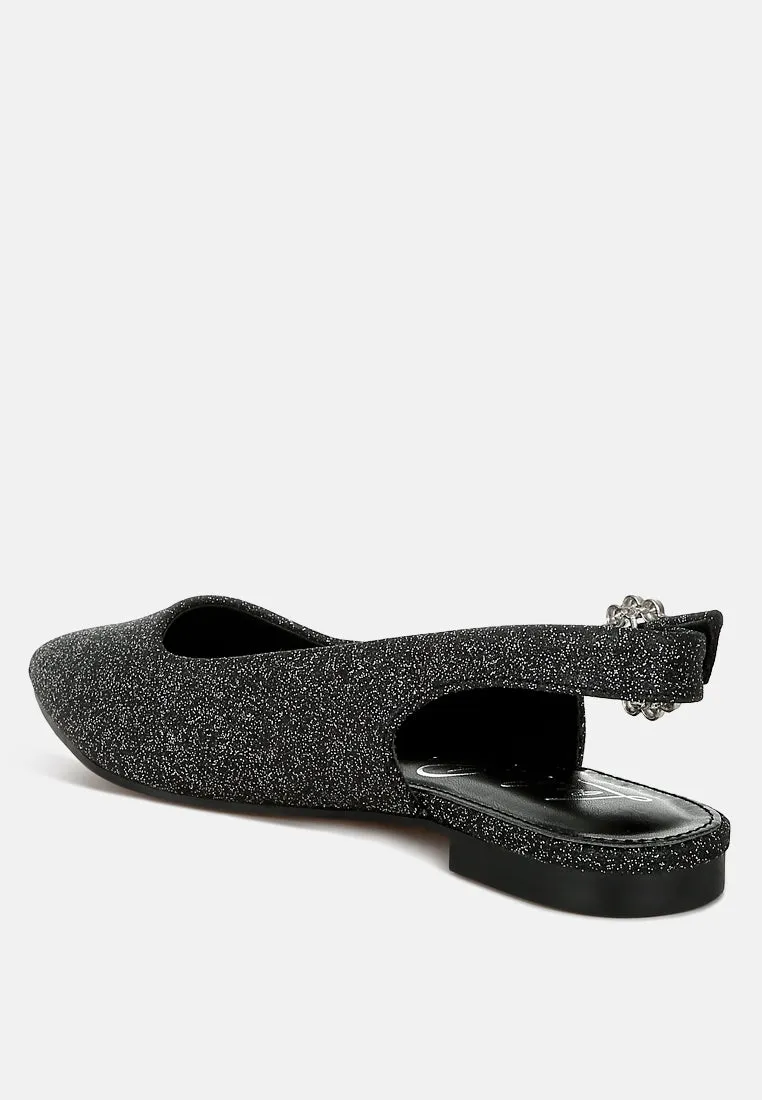 Glitter Slingback Flat Sandals by RUW