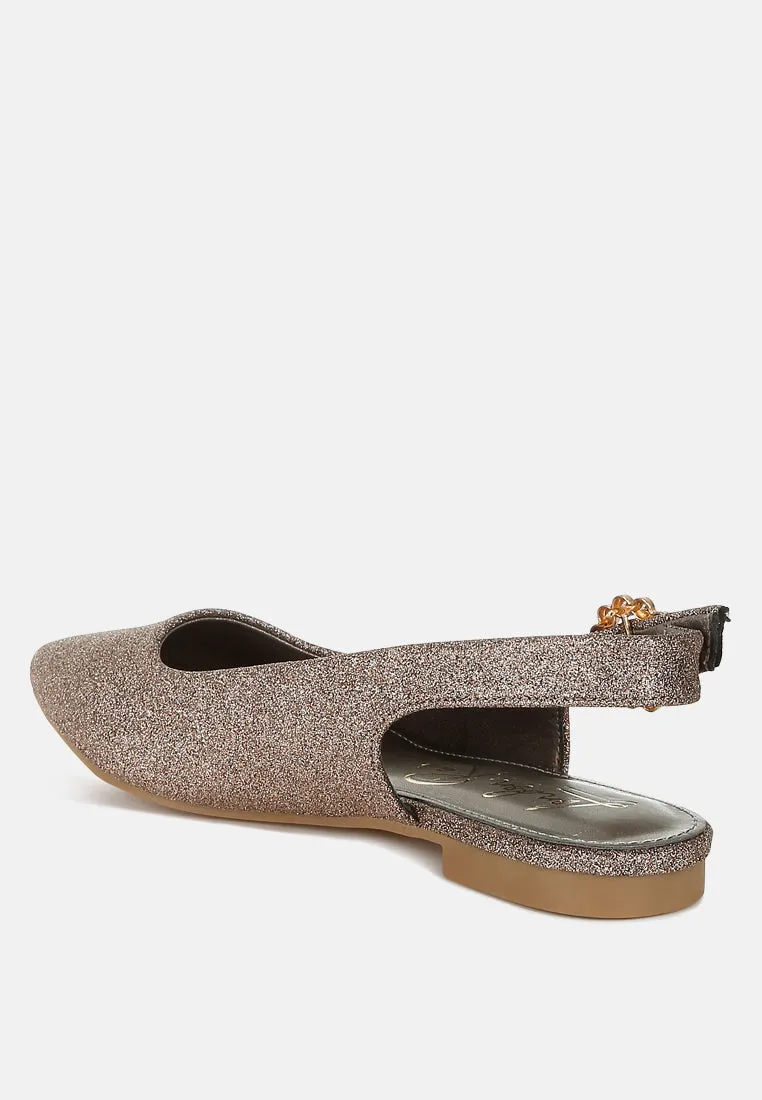 Glitter Slingback Flat Sandals by RUW