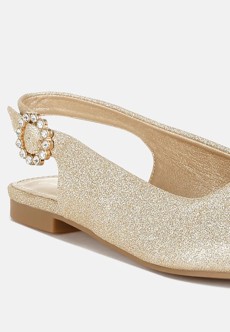 Glitter Slingback Flat Sandals by RUW