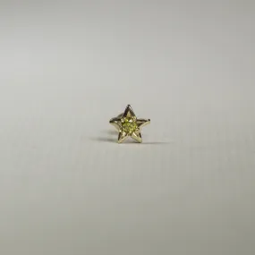 Gold Cartilage Yellow Diamond Star Earring