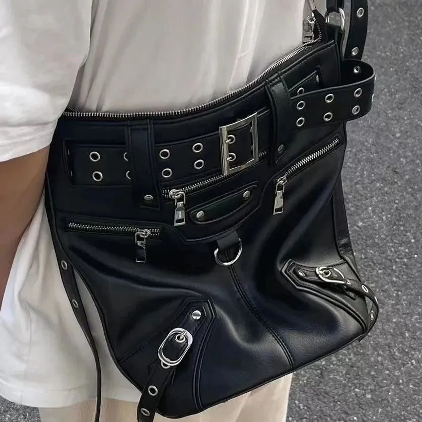 Gothic Rivets Big Volume Dark Metal Cool Motobiker Harajuku Chic Messenger Bag