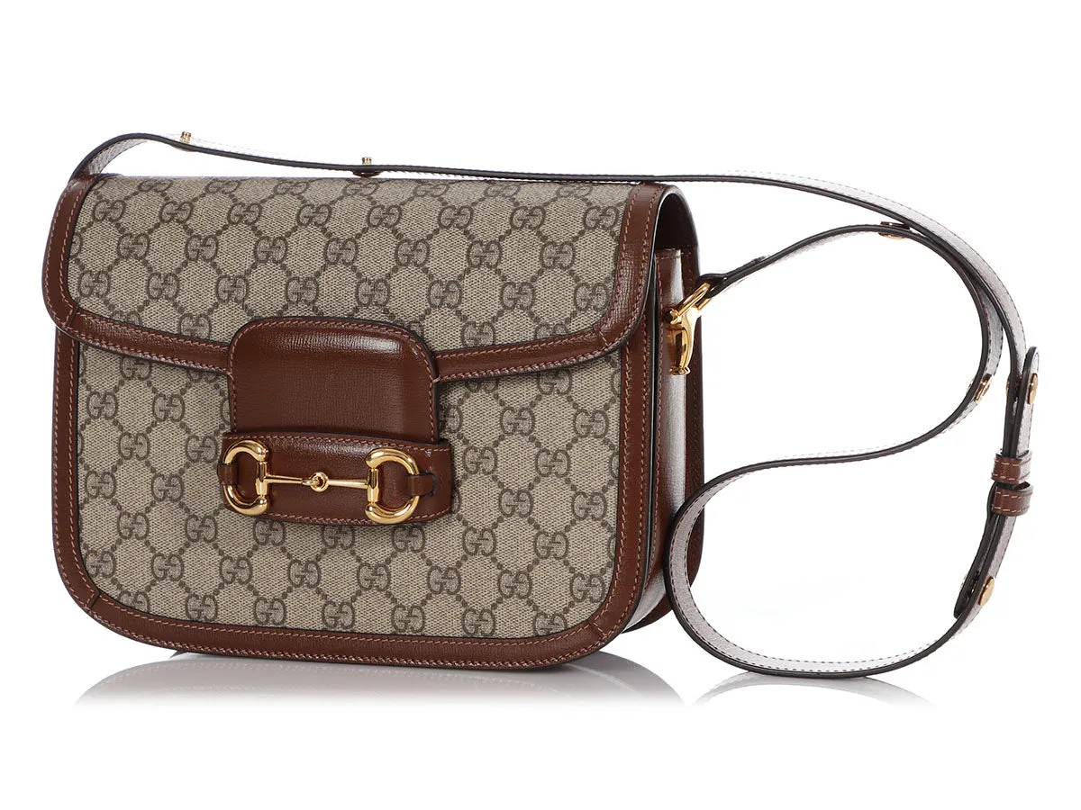 Gucci Brown GG Supreme Horsebit 1955 Shoulder Bag