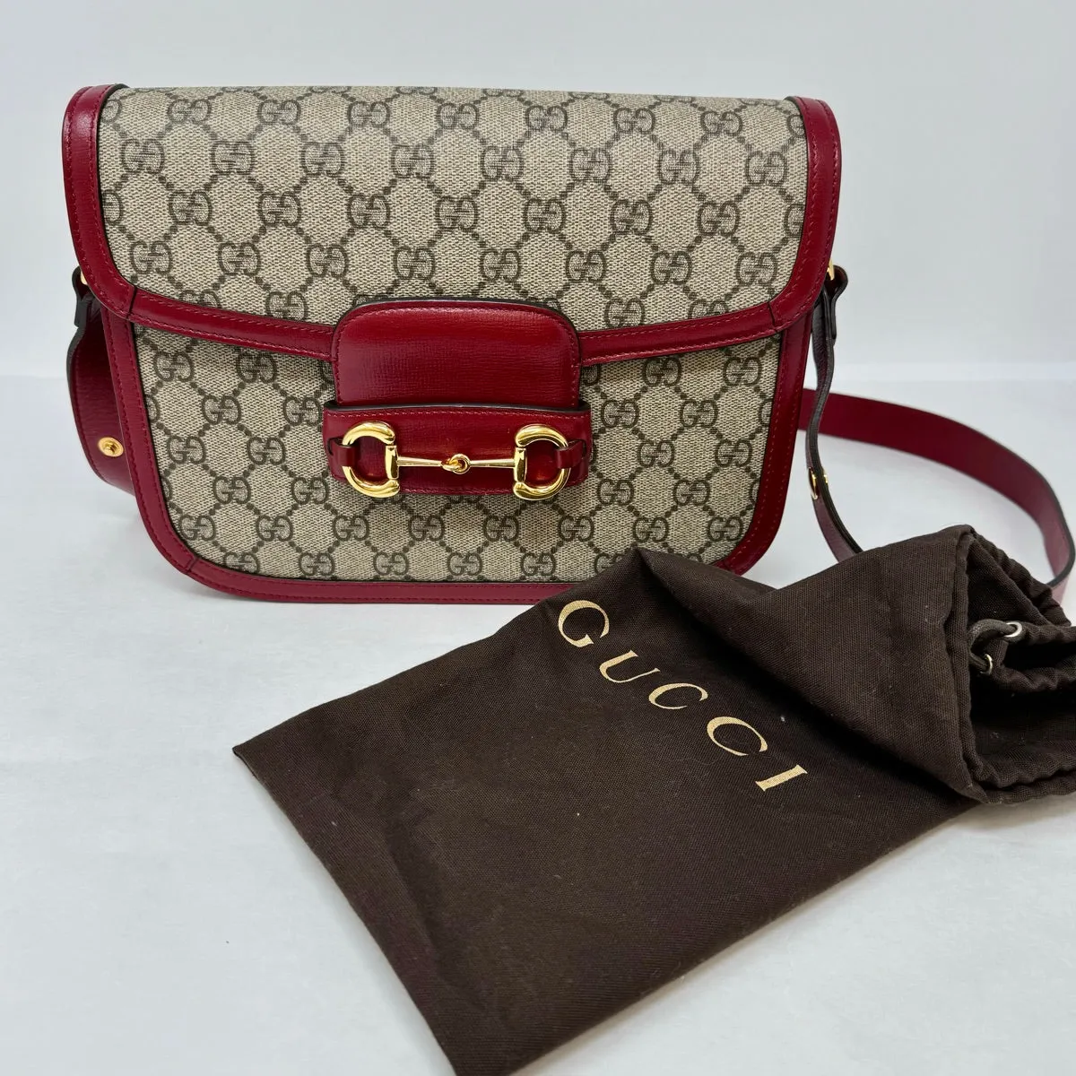 Gucci Small GG Supreme 1955 Horsebit Shoulder Bag