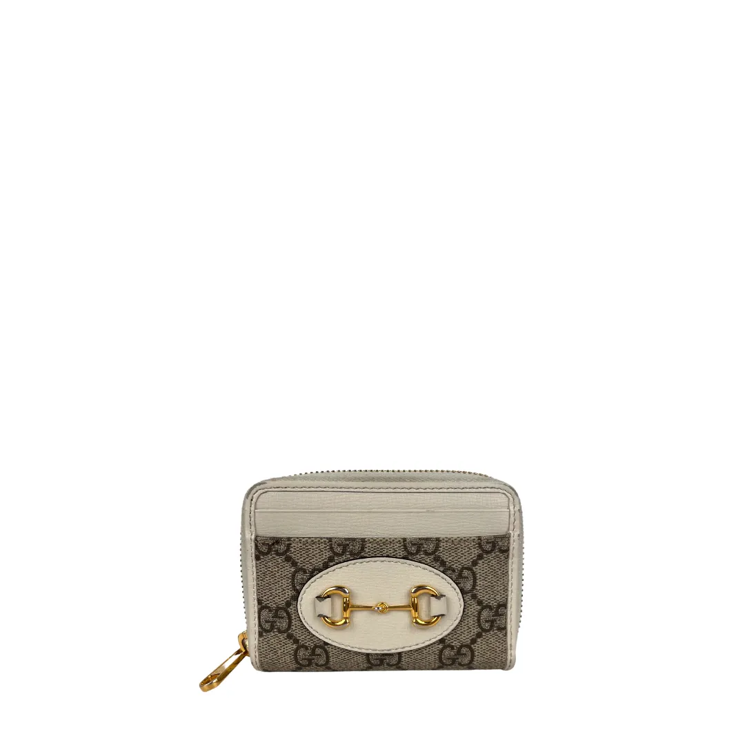 Gucci White GG Supreme Horsebit Coin Purse