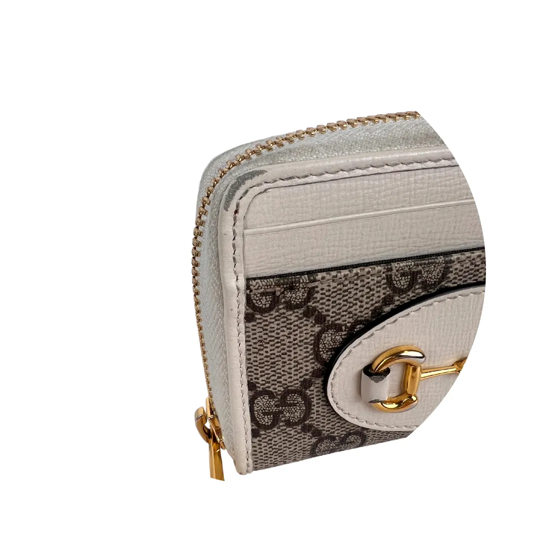 Gucci White GG Supreme Horsebit Coin Purse