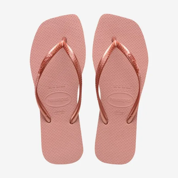 Havaianas Square Logo Metallic Flip Flops - Ballet Rose