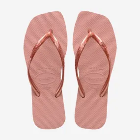 Havaianas Square Logo Metallic Flip Flops - Ballet Rose