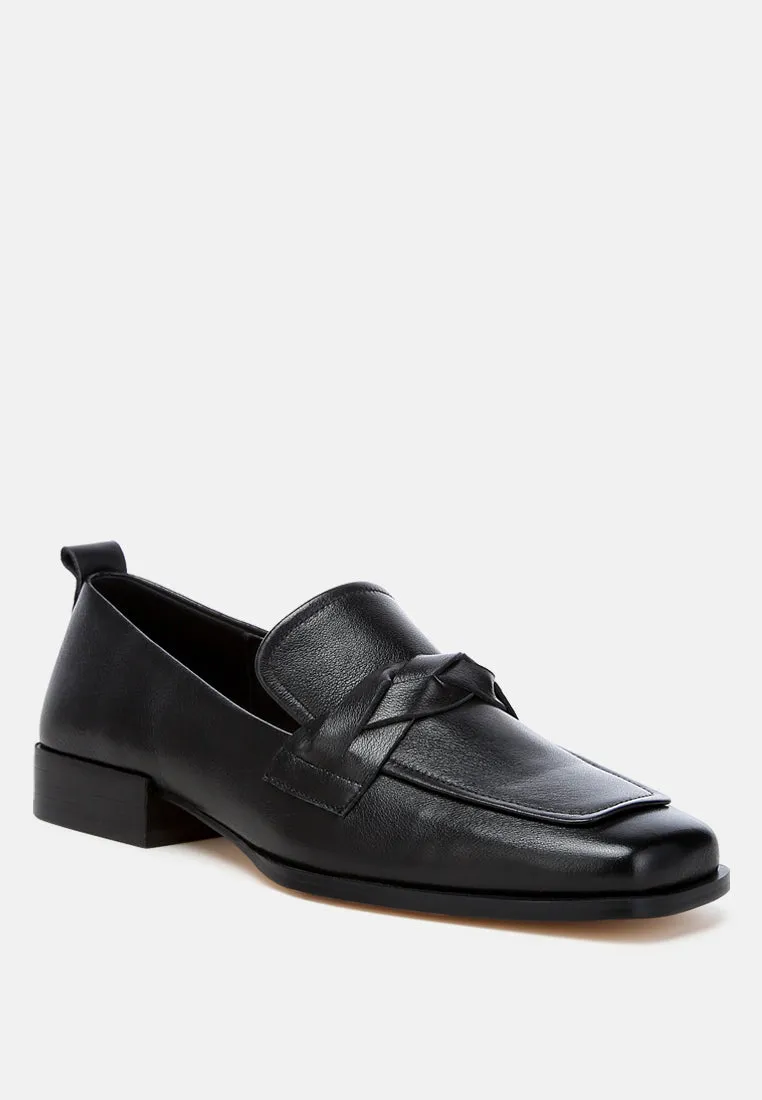 Hostess Genuine Leather Braided Loafers