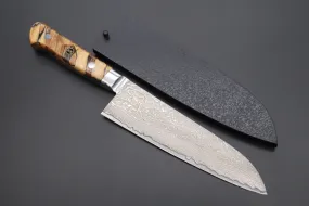 JCK Original Kagayaki NOVEL- Limited Edition Custom R-2 Damascus Series KNLTD-125 Santoku 175mm (6.8 inch, Forged Blade)