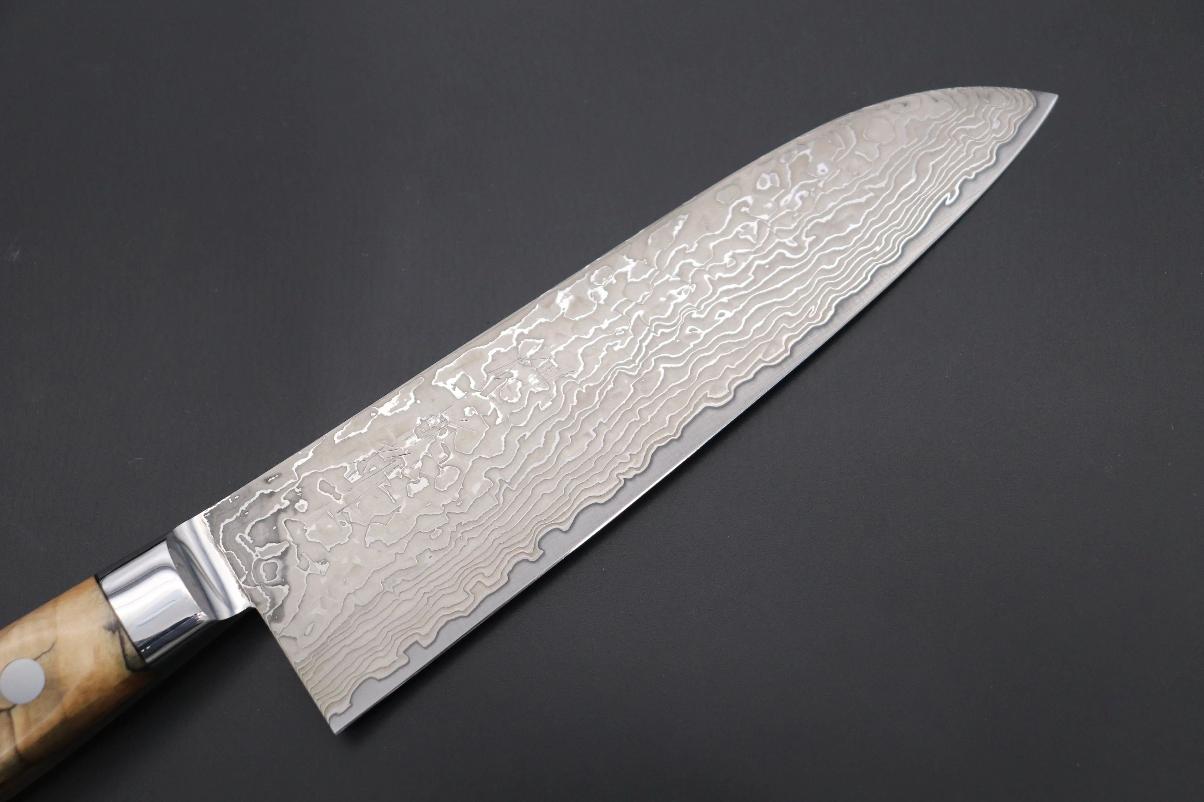 JCK Original Kagayaki NOVEL- Limited Edition Custom R-2 Damascus Series KNLTD-127 Santoku 175mm (6.8 inch, Forged Blade)