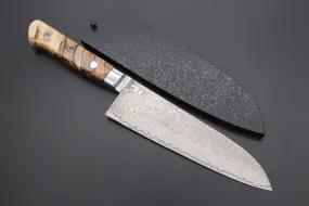 JCK Original Kagayaki NOVEL- Limited Edition Custom R-2 Damascus Series KNLTD-128 Santoku 175mm (6.8 inch, Forged Blade)