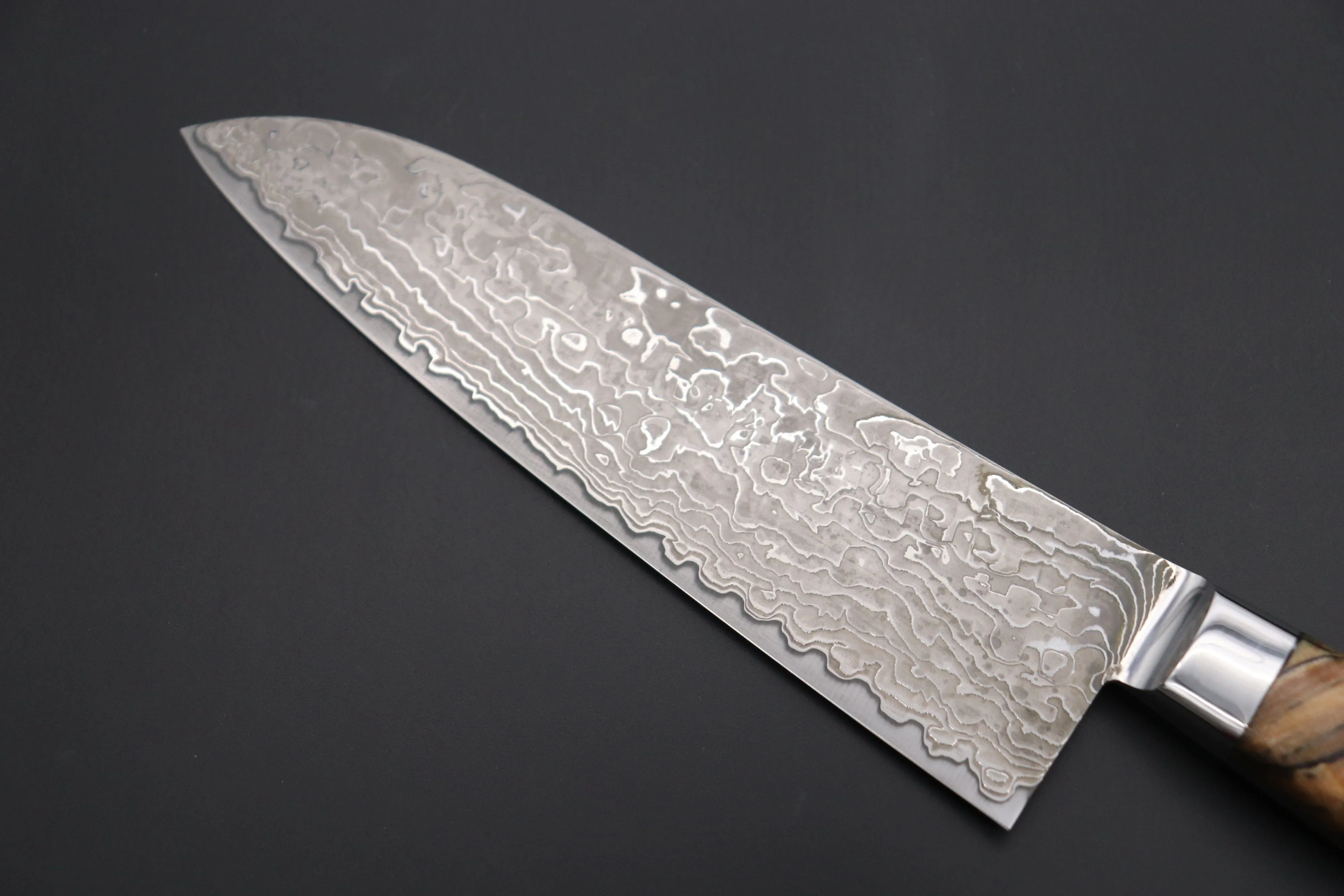 JCK Original Kagayaki NOVEL- Limited Edition Custom R-2 Damascus Series KNLTD-128 Santoku 175mm (6.8 inch, Forged Blade)