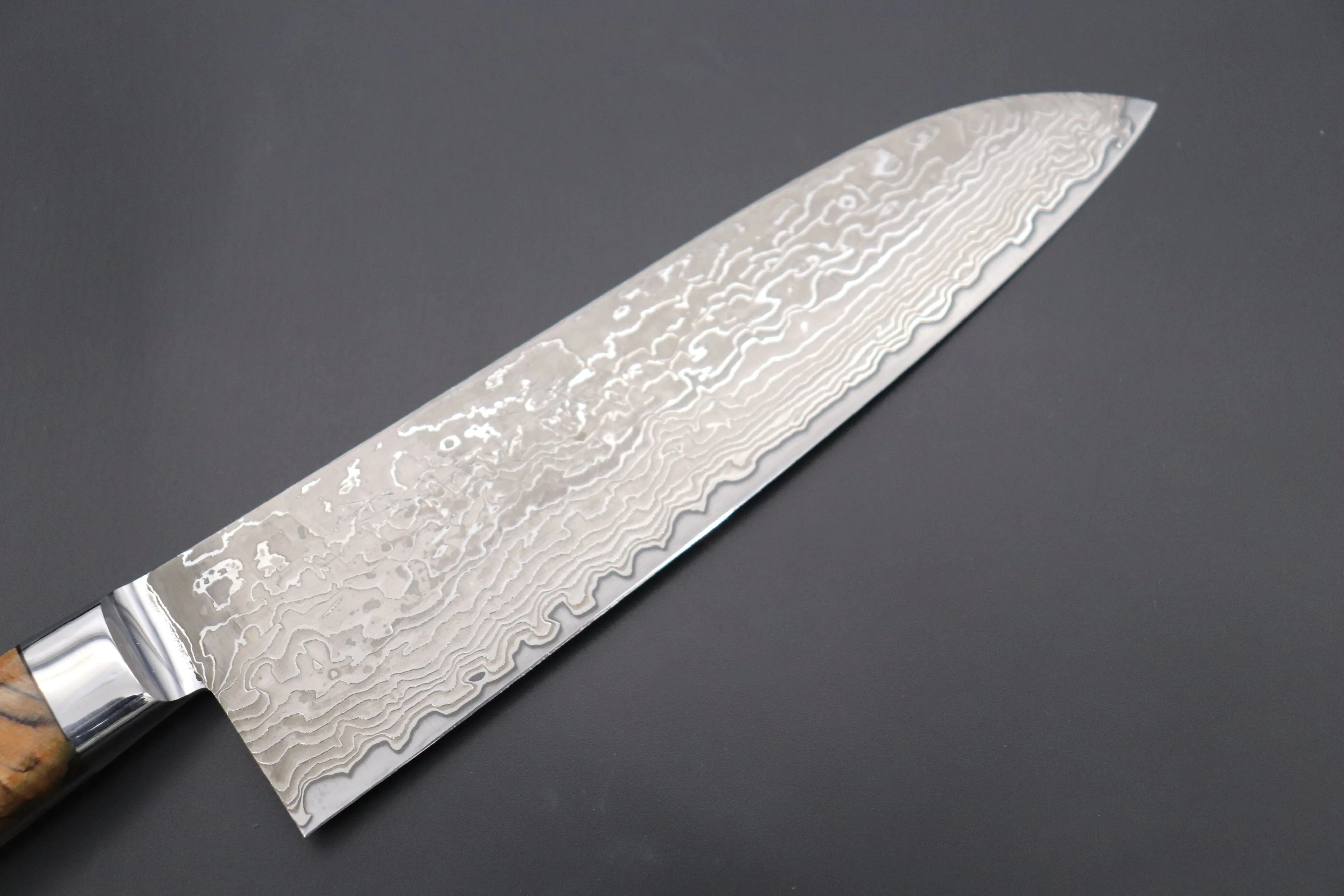 JCK Original Kagayaki NOVEL- Limited Edition Custom R-2 Damascus Series KNLTD-128 Santoku 175mm (6.8 inch, Forged Blade)