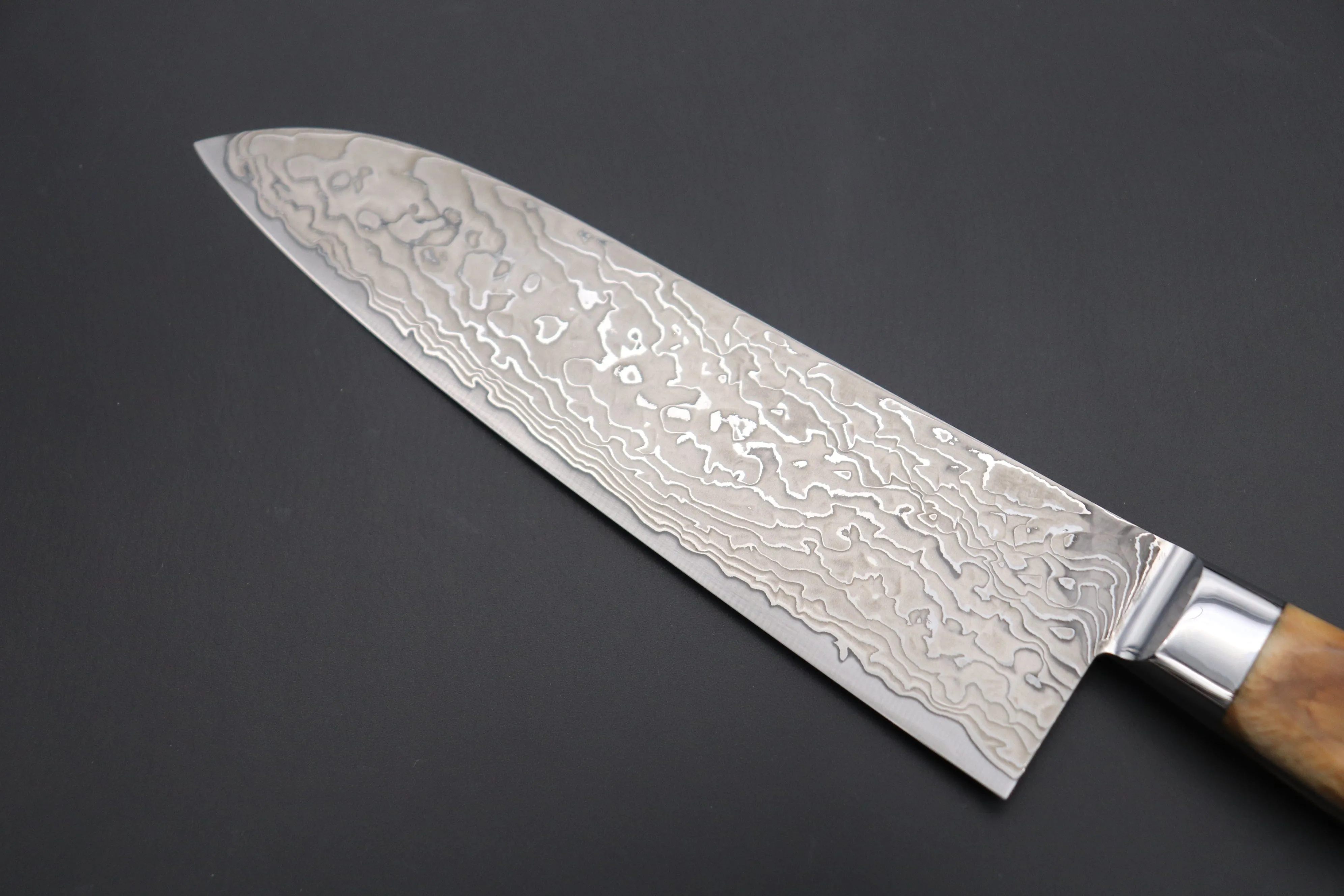 JCK Original Kagayaki NOVEL- Limited Edition Custom R-2 Damascus Series KNLTD-129 Santoku 175mm (6.8 inch, Forged Blade)