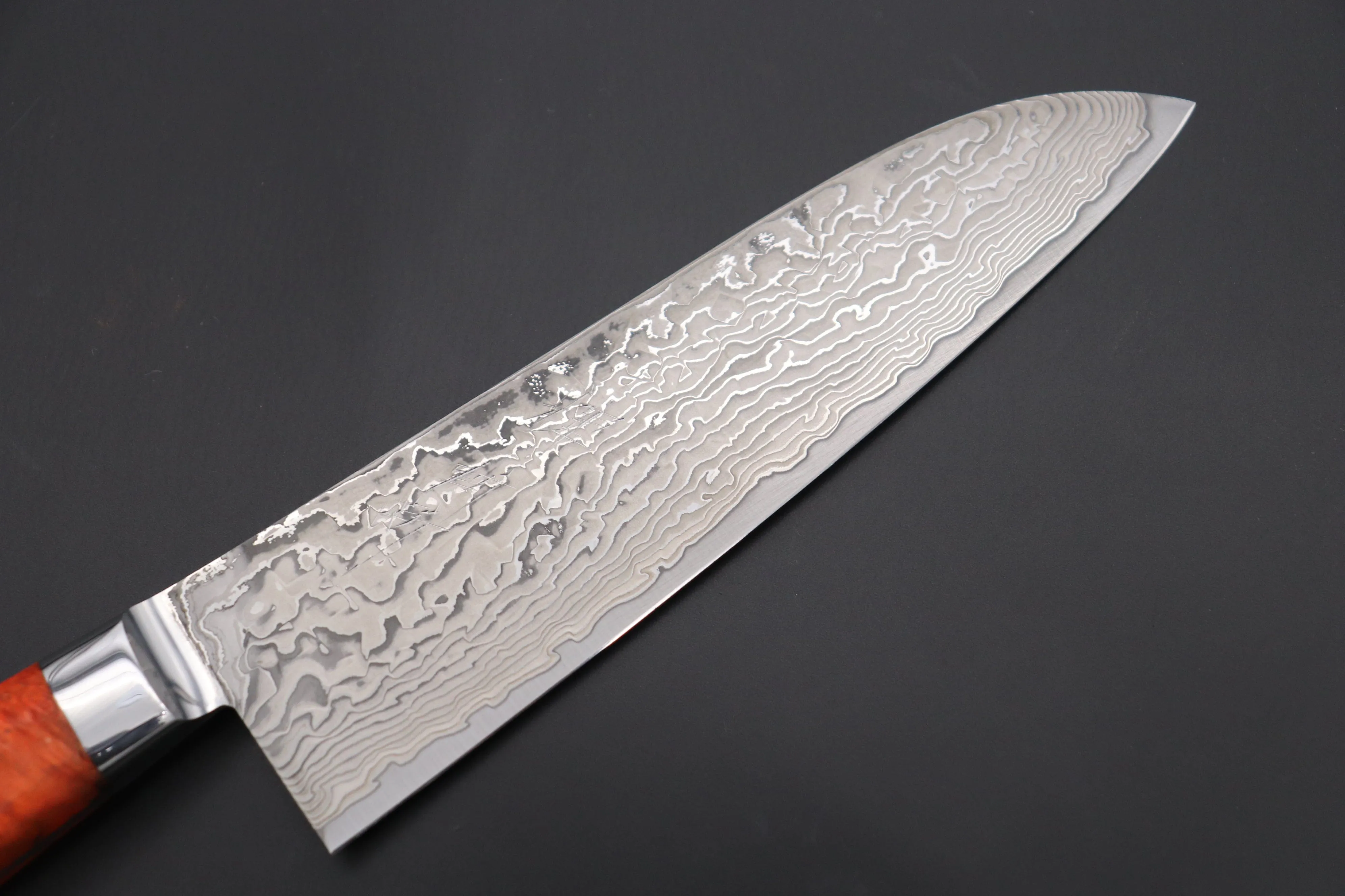 JCK Original Kagayaki NOVEL- Limited Edition Custom R-2 Damascus Series KNLTD-131 Santoku 175mm (6.8 inch, Forged Blade)